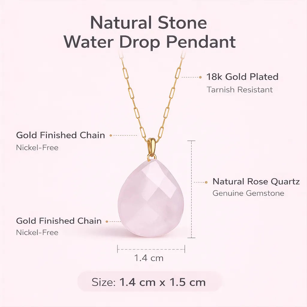 Natural Stone Water Drop Pendant — Embrace Serenity and Strength