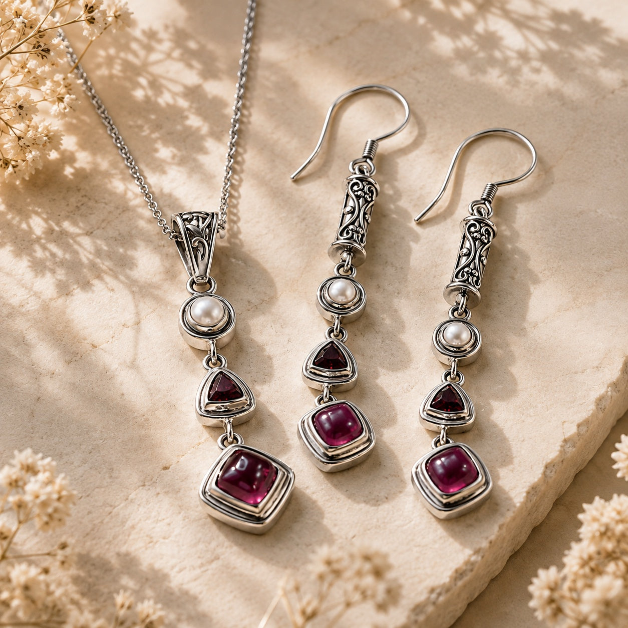 Silver Ruby Set