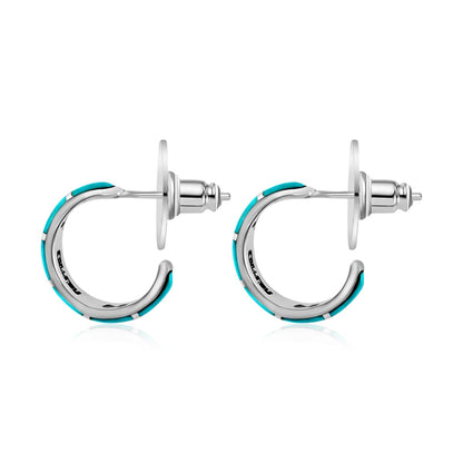 Santa Fe J-Hoop Earrings – Timeless Turquoise for the Free-Spirited (Sterling Silver)