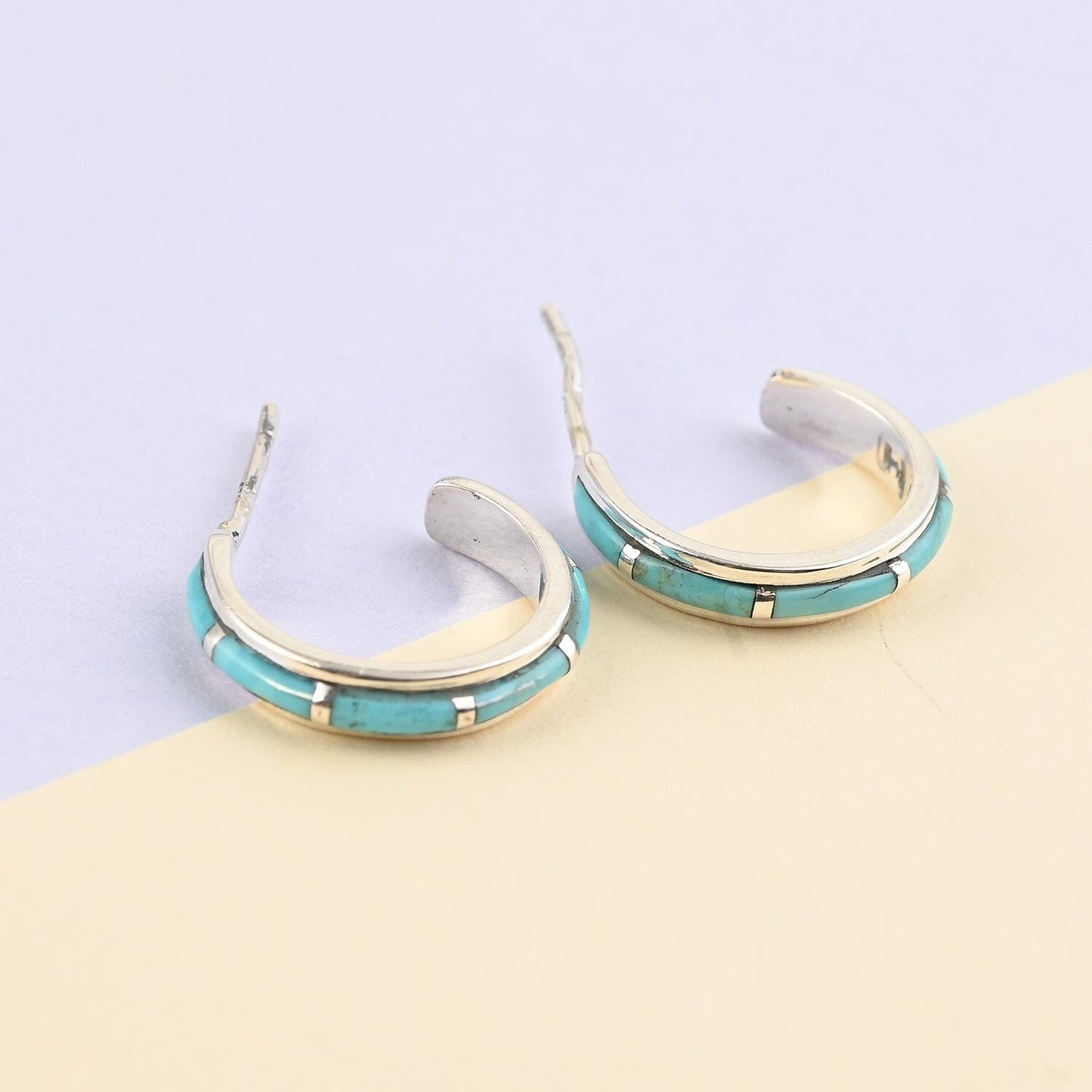 Santa Fe J-Hoop Earrings – Timeless Turquoise for the Free-Spirited (Sterling Silver)