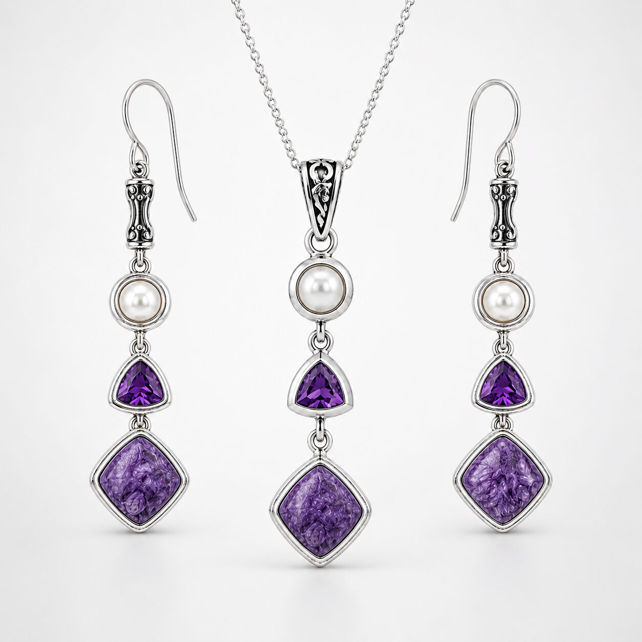 Silver Charoite Set