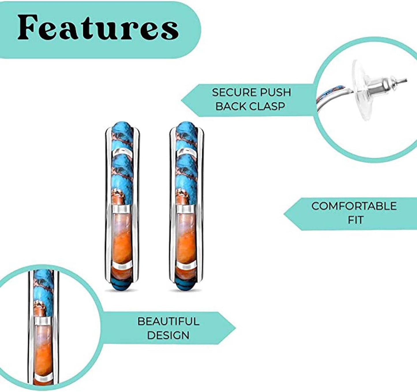 Santa Fe J-Hoop Earrings – Timeless Turquoise for the Free-Spirited (Sterling Silver)
