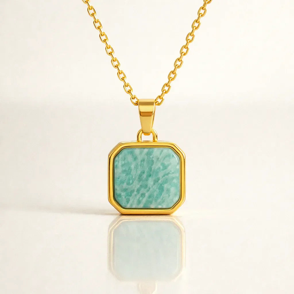 Square Natural Stone Stylish Pendant — Elevate Your Energy with Amazonite