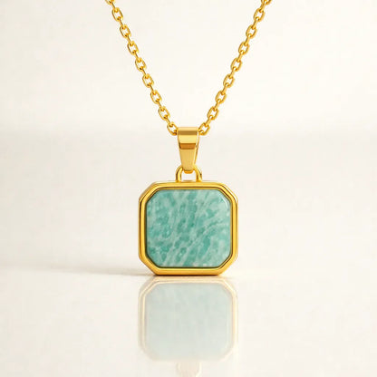 Square Natural Stone Stylish Pendant — Elevate Your Energy with Amazonite