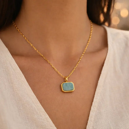Square Natural Stone Stylish Pendant — Elevate Your Energy with Amazonite