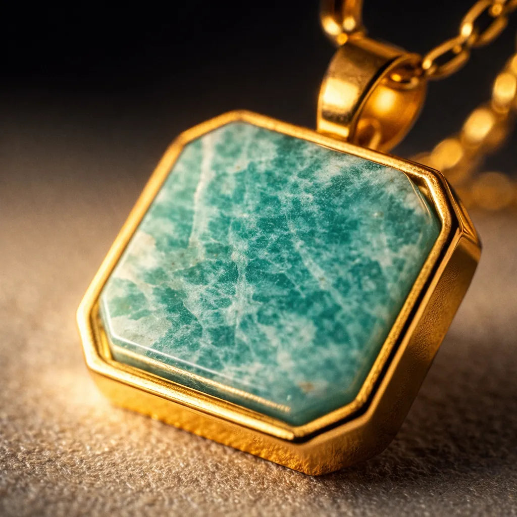 Square Natural Stone Stylish Pendant — Elevate Your Energy with Amazonite
