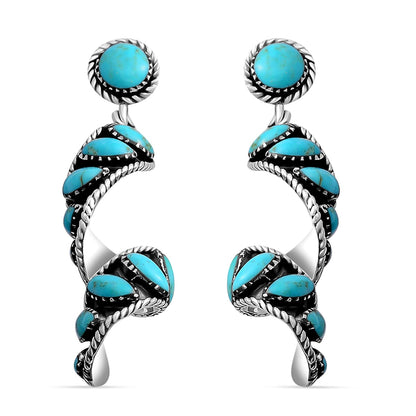 Sterling Silver Swirl Earrings with Turquoise – Grounding Energy in Motion
