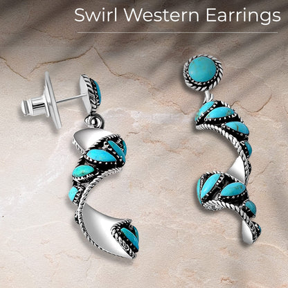 Sterling Silver Swirl Earrings with Turquoise – Grounding Energy in Motion