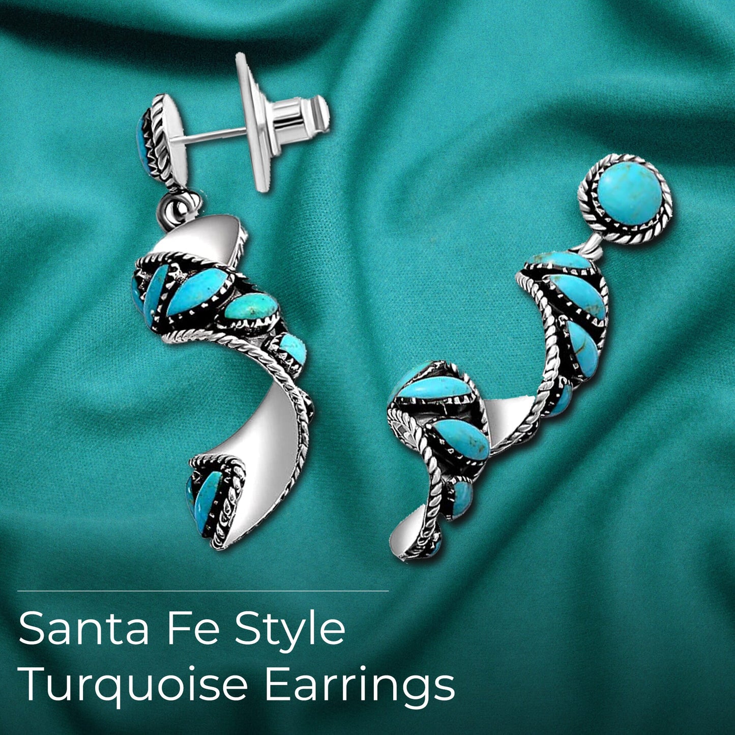 Sterling Silver Swirl Earrings with Turquoise – Grounding Energy in Motion