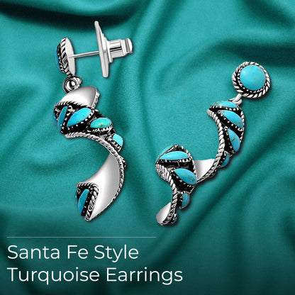 Sterling Silver Swirl Earrings with Turquoise – Grounding Energy in Motion