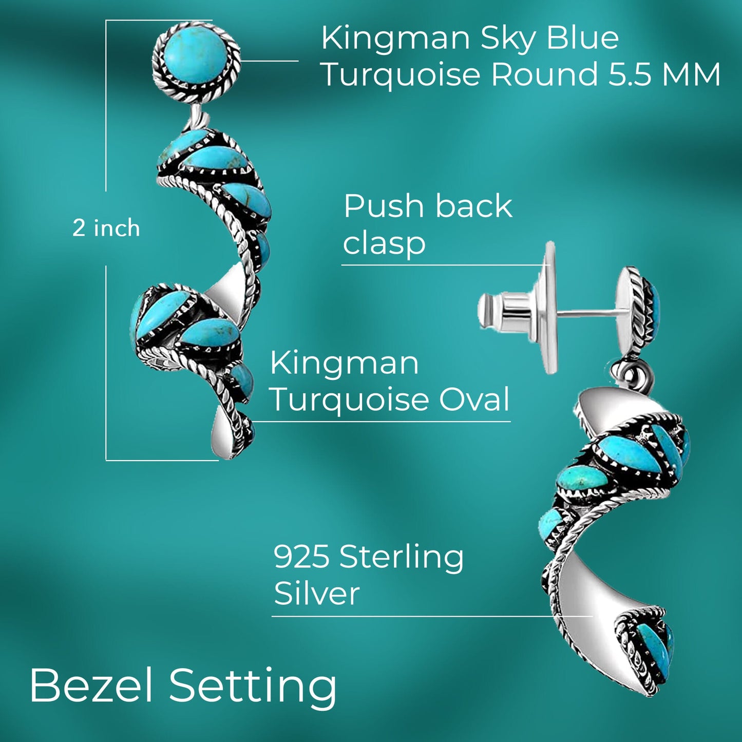 Sterling Silver Swirl Earrings with Turquoise – Grounding Energy in Motion