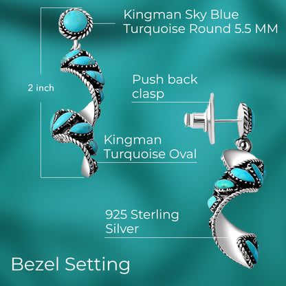 Sterling Silver Swirl Earrings with Turquoise – Grounding Energy in Motion