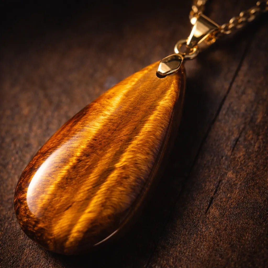 Long Teardrop Healing Crystal Necklace — Natural Gemstone Pendant