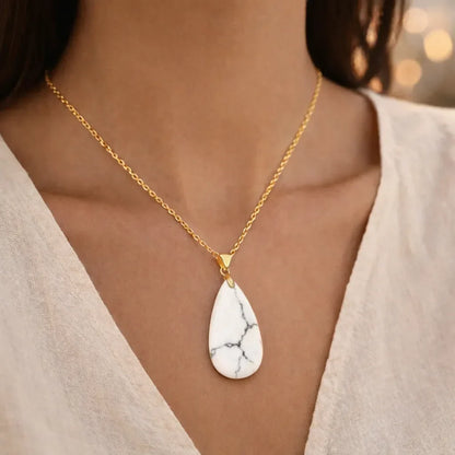 Long Teardrop Healing Crystal Necklace — Natural Gemstone Pendant
