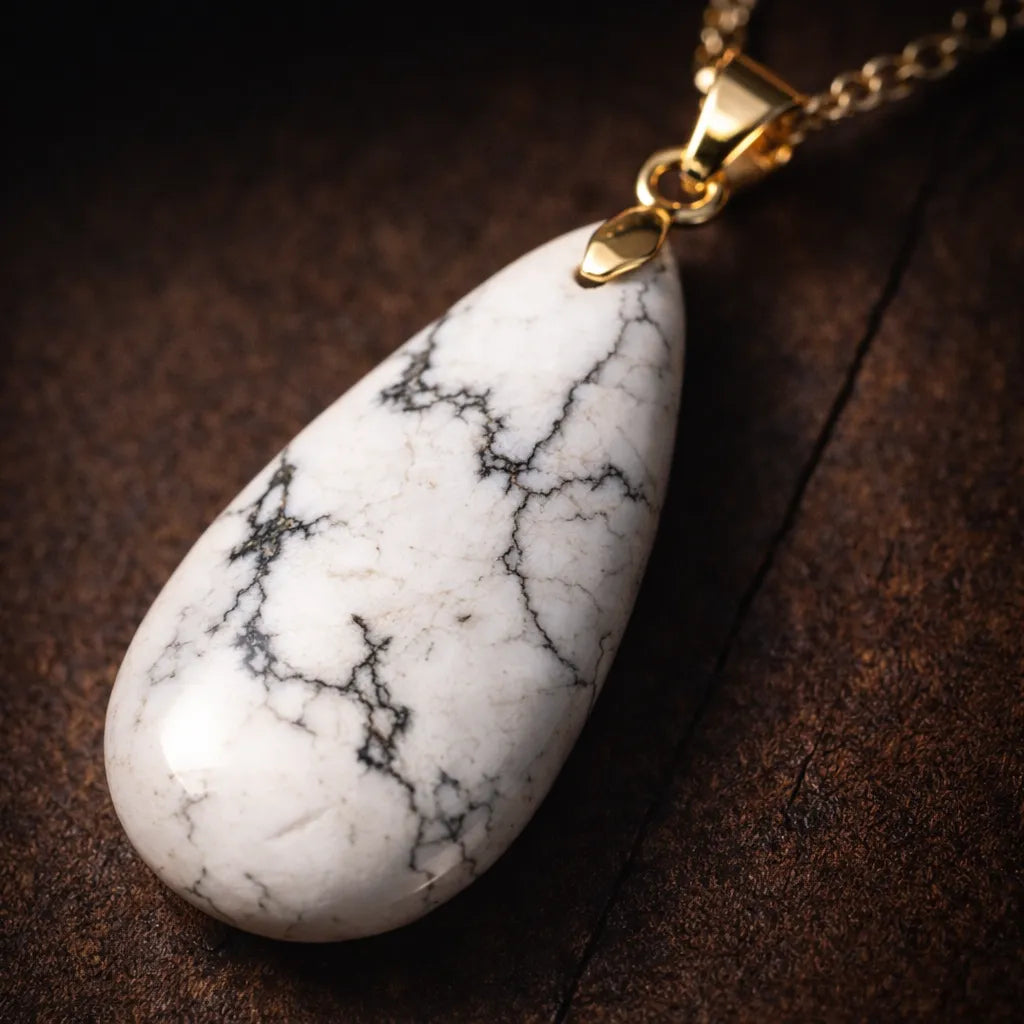 Long Teardrop Healing Crystal Necklace — Natural Gemstone Pendant