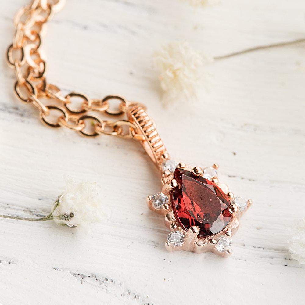 Precious Garnet Teardrop Necklace