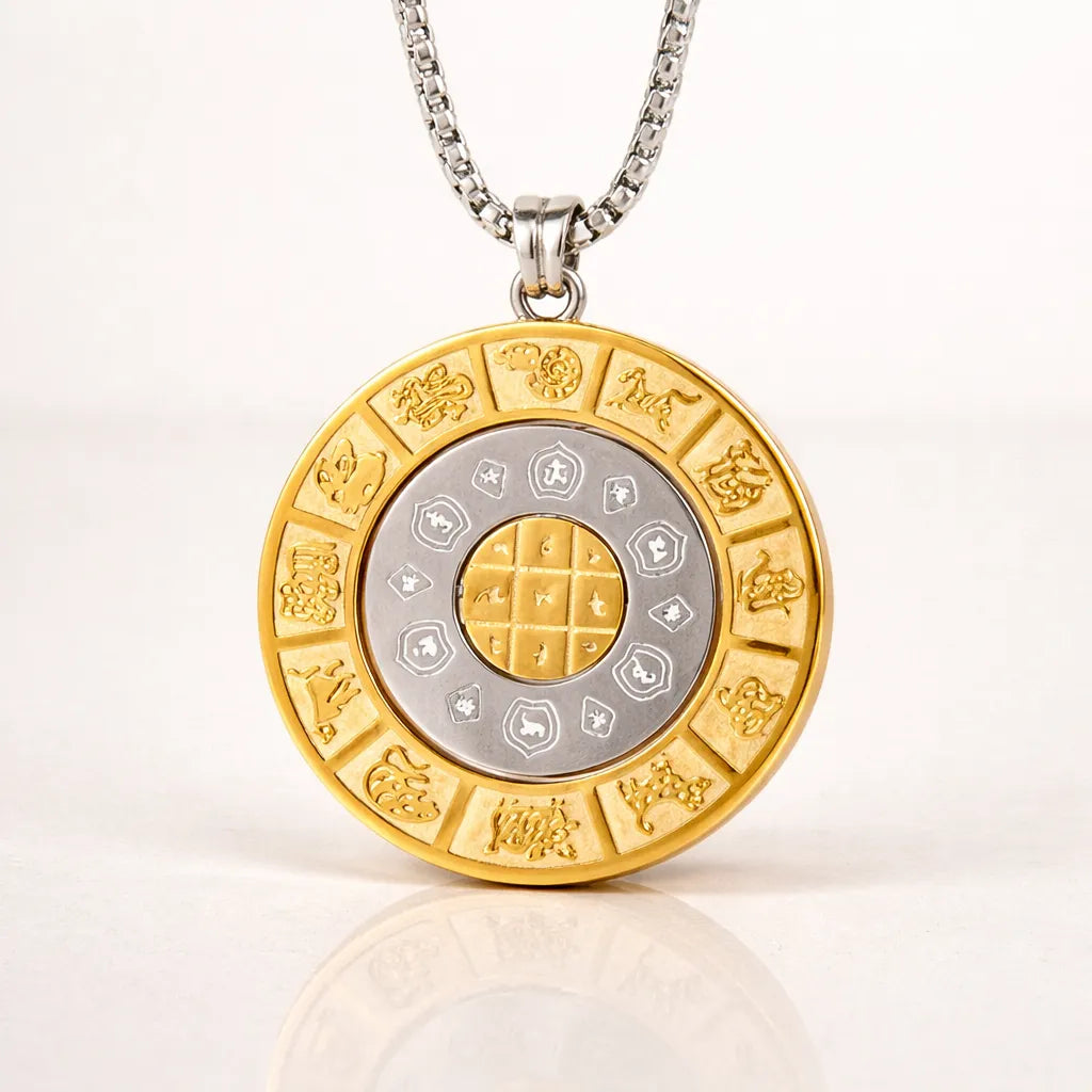 Zodiac Bagua Pendant Necklace — Feng Shui Symbol for Balance & Protection