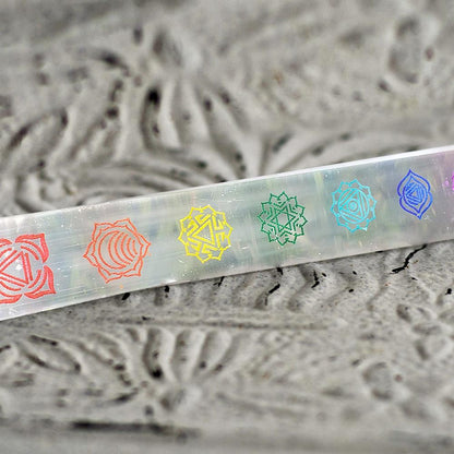 Selenite Stone 7 Chakra Crystal Wand