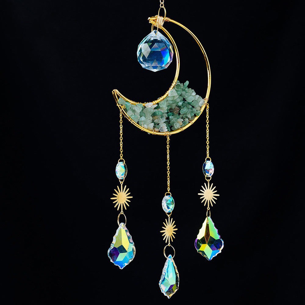 Crescent Moon Gemstones Wind Chime