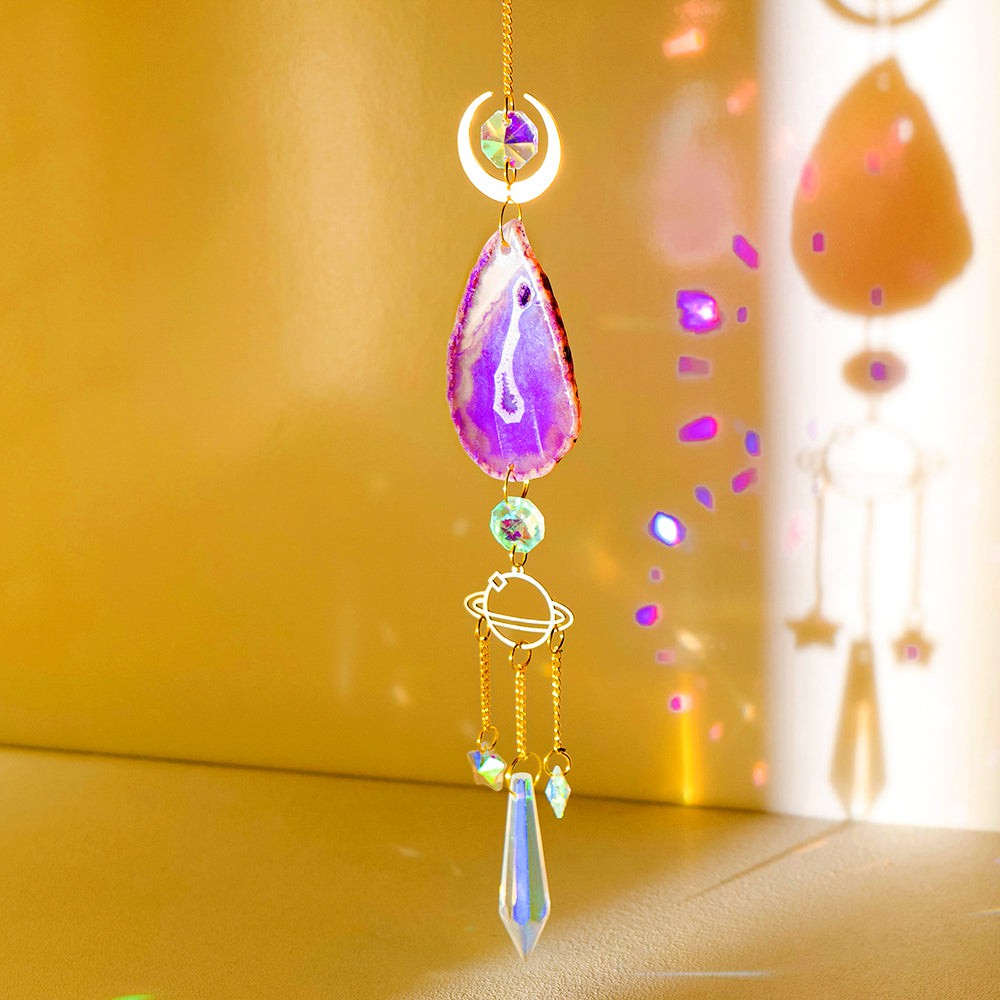 Minimalistic Agate Stone Sun Catcher