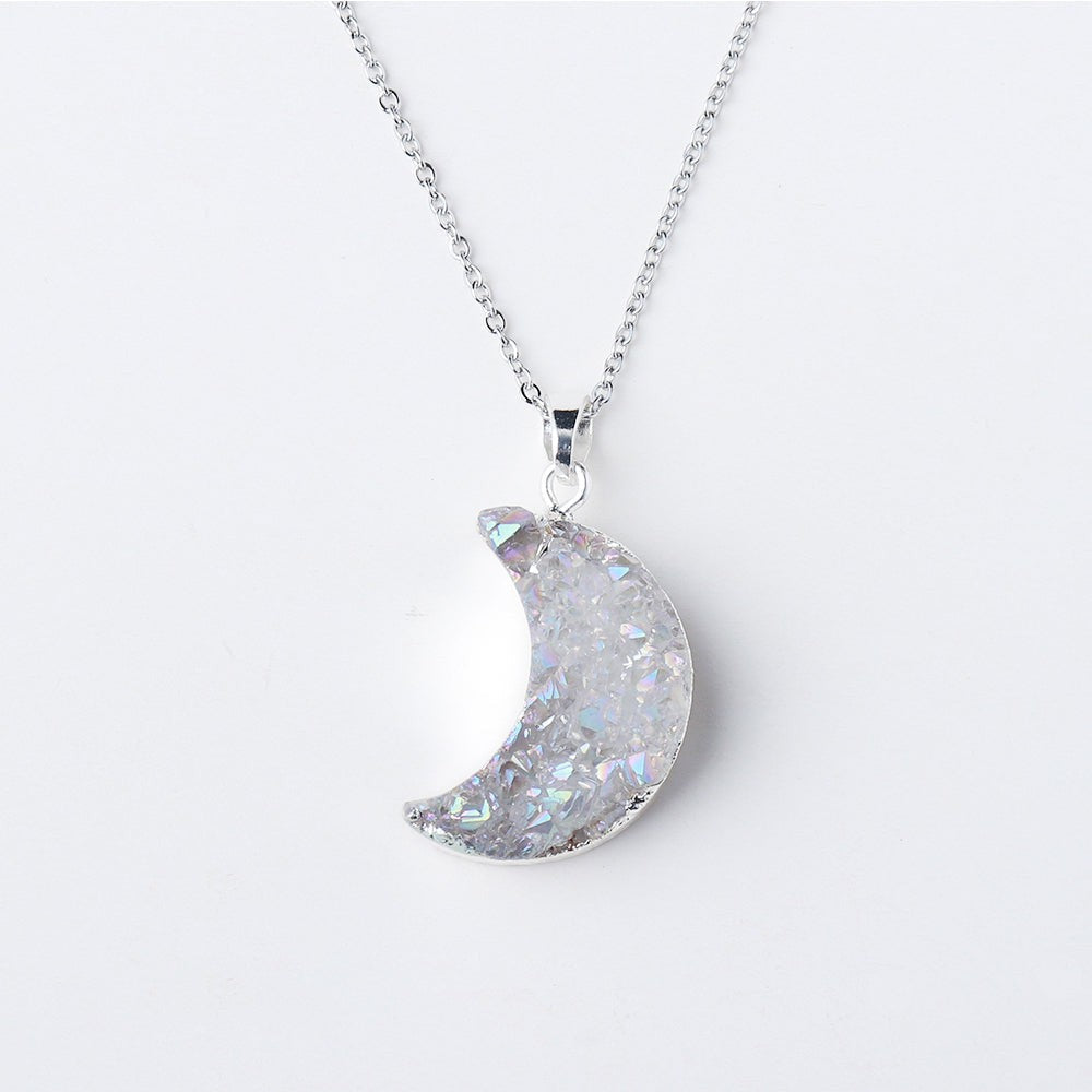 Sparkling Quartz New Moon Pendant