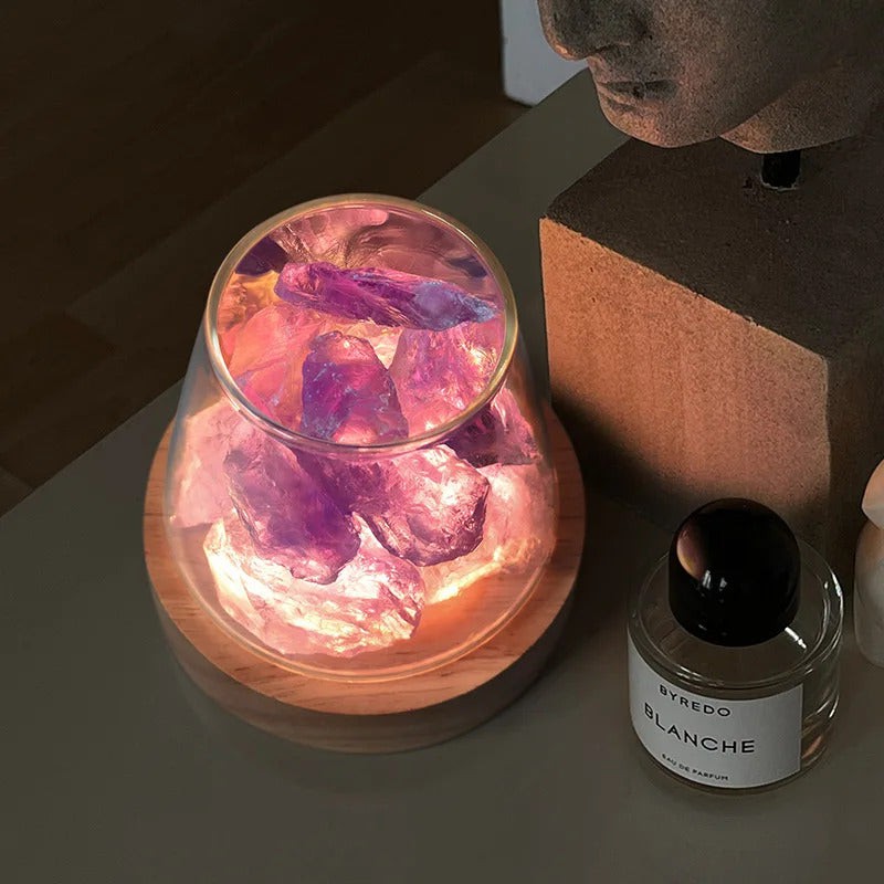 Raw Gemstone Essential Oil Diffuser With Light