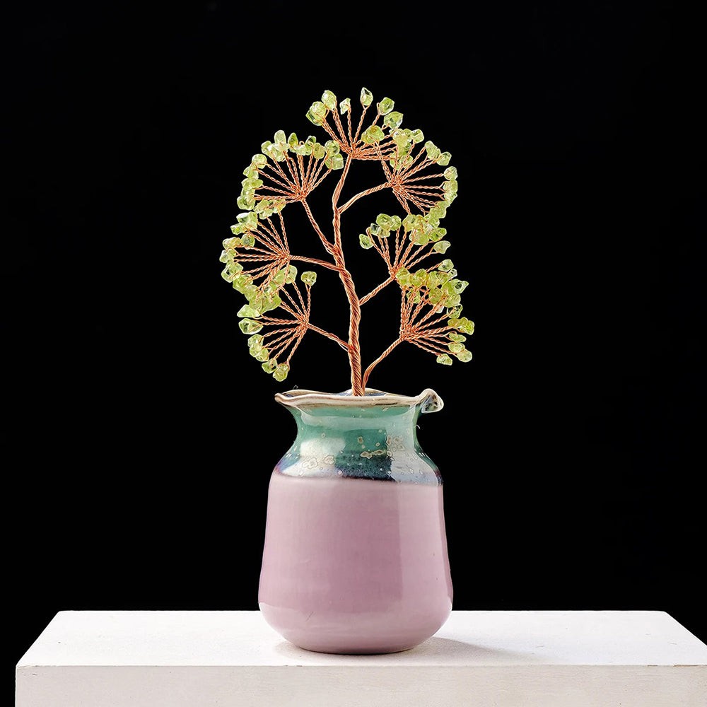 Tree of Life Crystals with Ceramic Vase