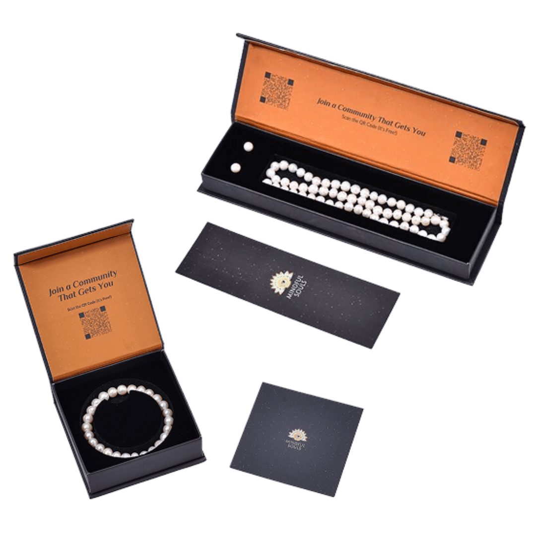 Pearl Necklace & Earrings Set + Bracelet