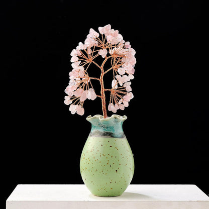 Tree of Life Crystals with Ceramic Vase