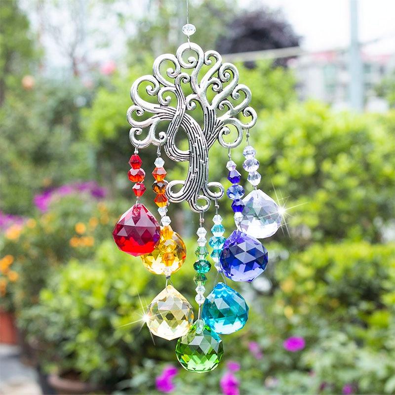 Crystal Glass Tree of Life Wind Chime - Home Decoration 