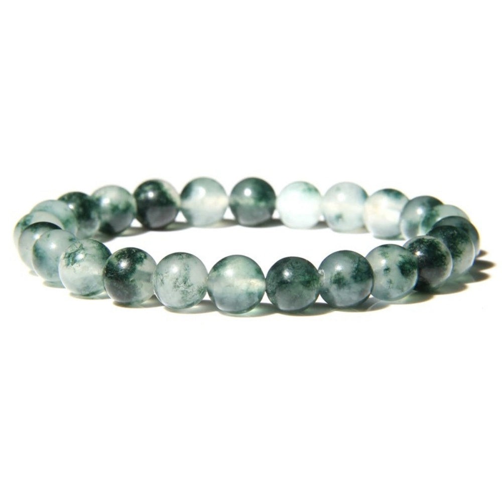 Green Moss Agate Bead Bracelet