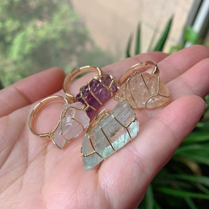 Wire Wrapped Crystal Ring