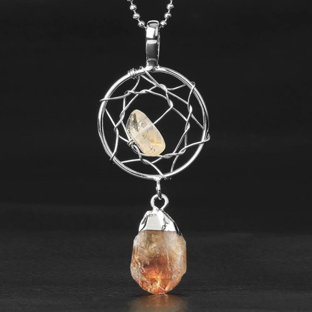 Citrine Crystal Dream Catcher Necklace