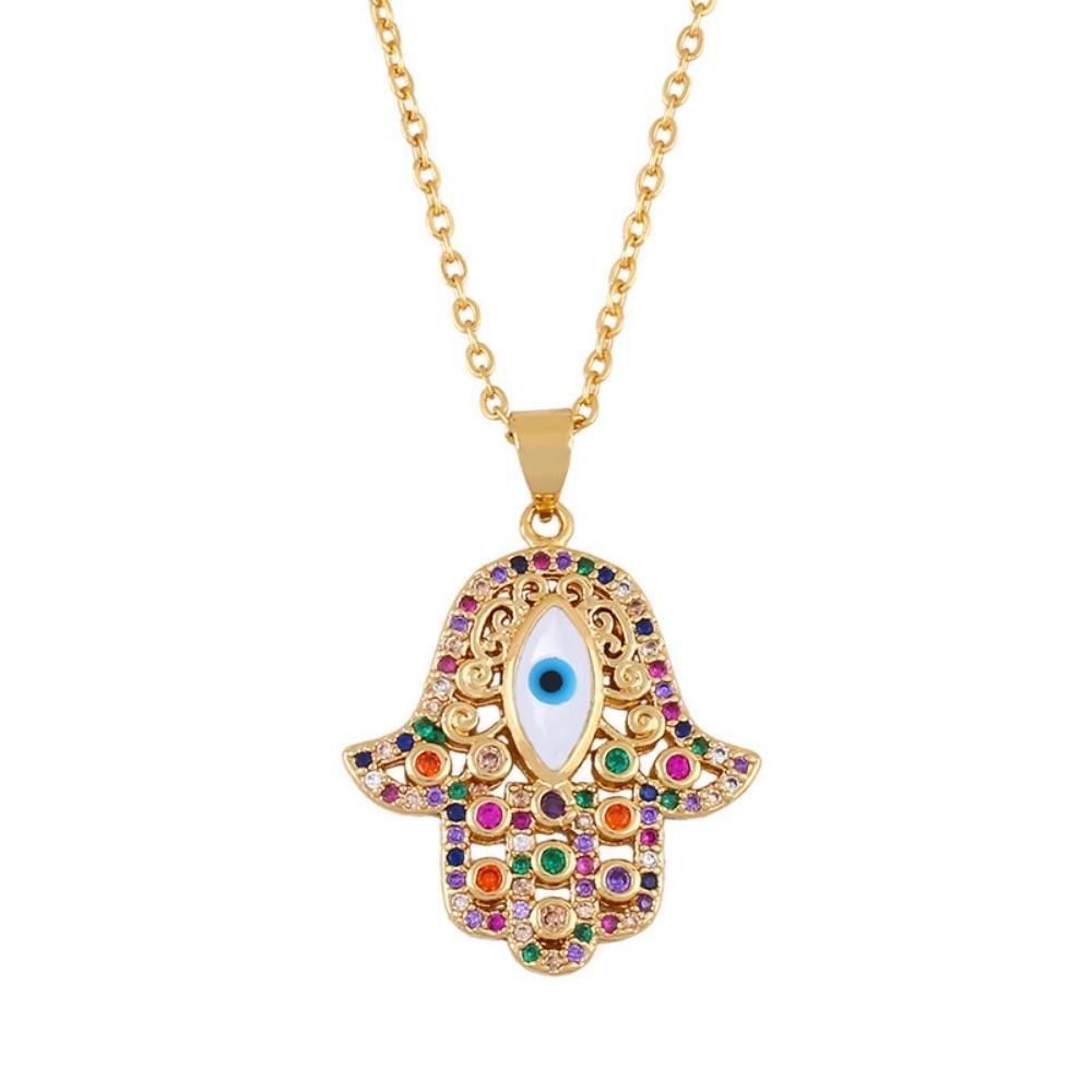 Turkish Hamsa Hand Evil Eye Necklace