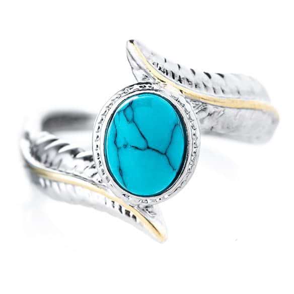 Wisdom Feather Turquoise Ring