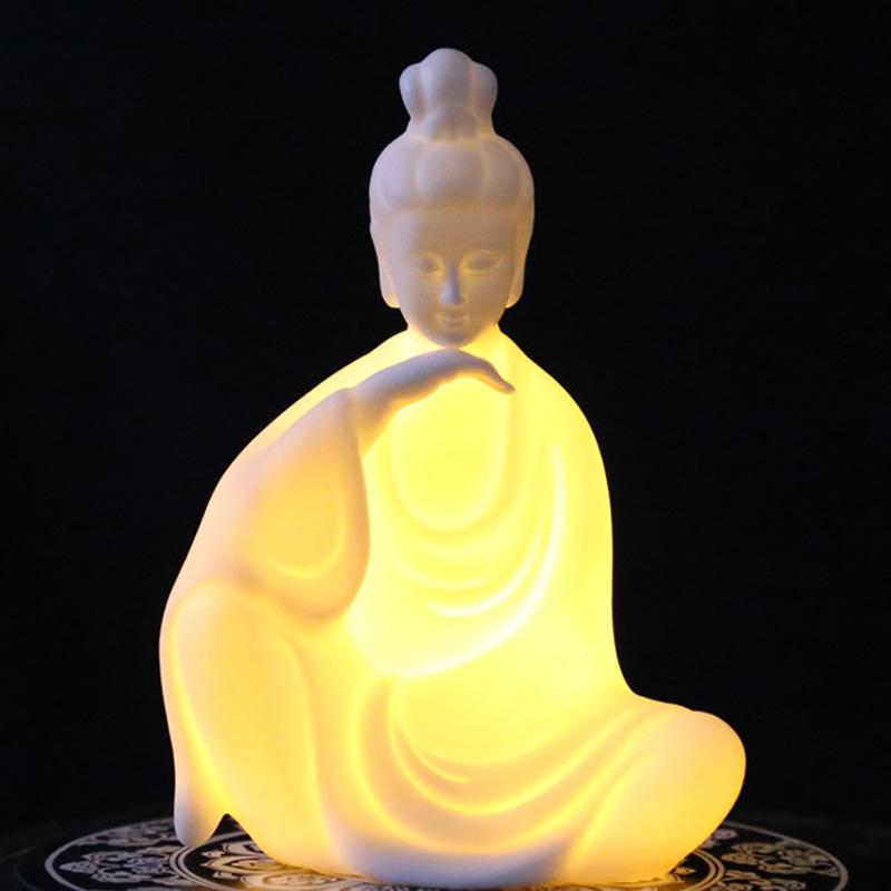 Shining Wisdom Buddha Statue Figurine Lamp
