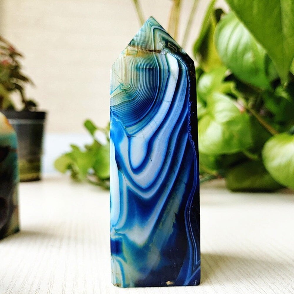 Mesmerizing Blue Silk Agate Crystal Point