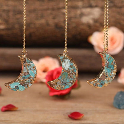 Crystal Turquoise Moon Necklace