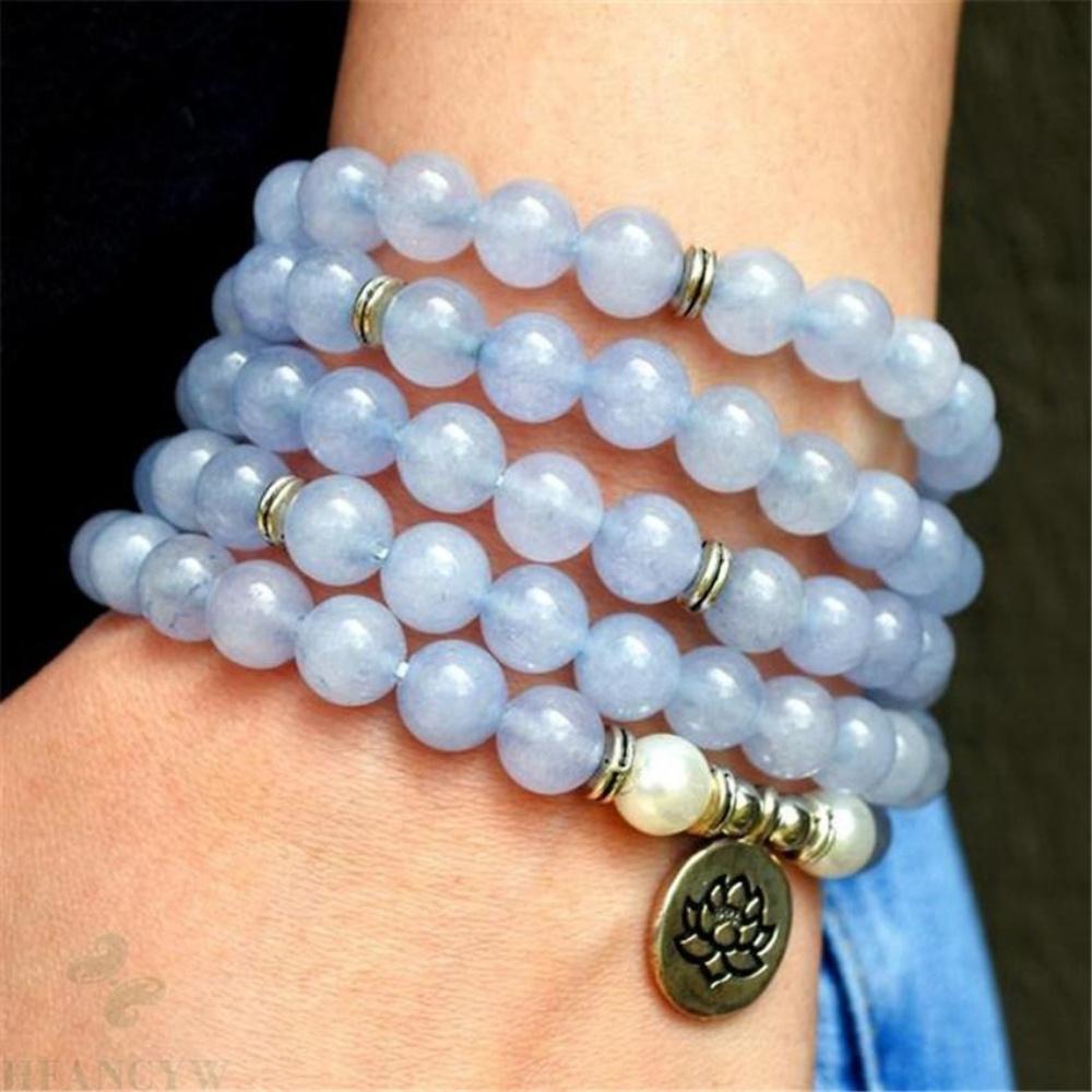 Aquamarine Mala Necklace - Bead Bracelet