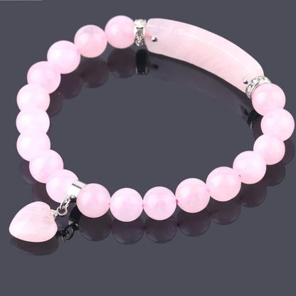 Rose Quartz Beaded Bracelet For Women