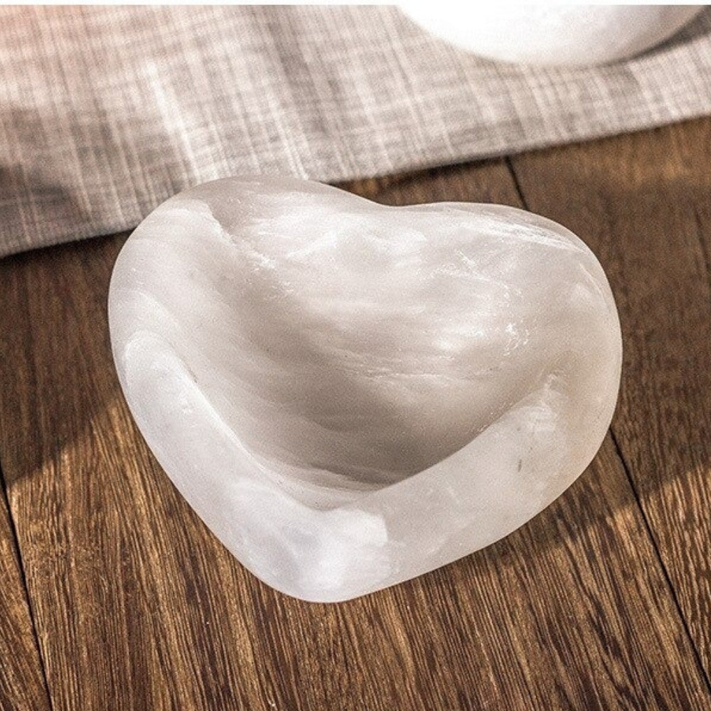 Heart Shaped Selenite Crystal Bowl