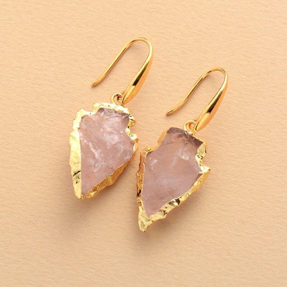 Handmade Rose Quartz Crystal Earrings