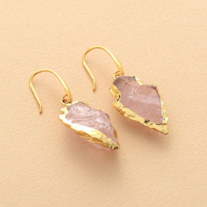 Handmade Rose Quartz Crystal Earrings