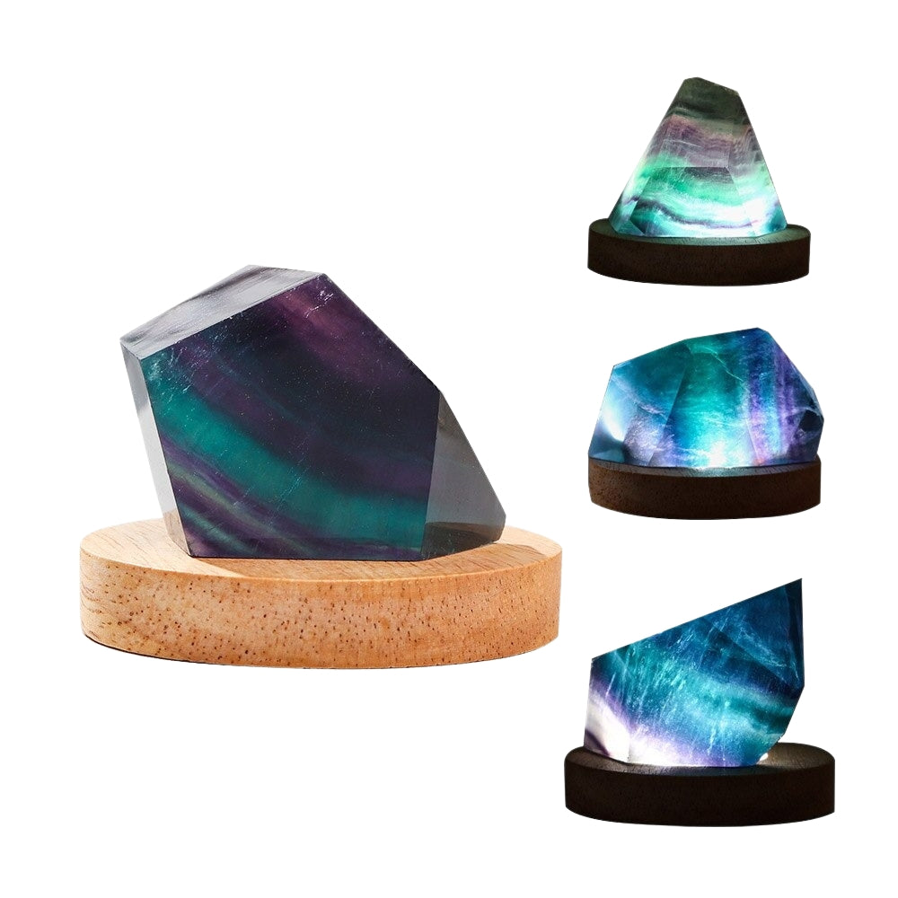 Minimalistic Rainbow Fluorite Crystal Lamp