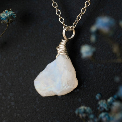 Natural Rainbow Moonstone Necklace