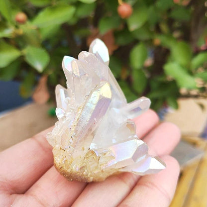 White Angel Aura Quartz Crystal Stone