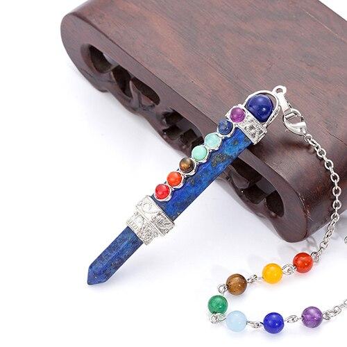 Crystal Gemstone 7 Chakra Divination Pendulum