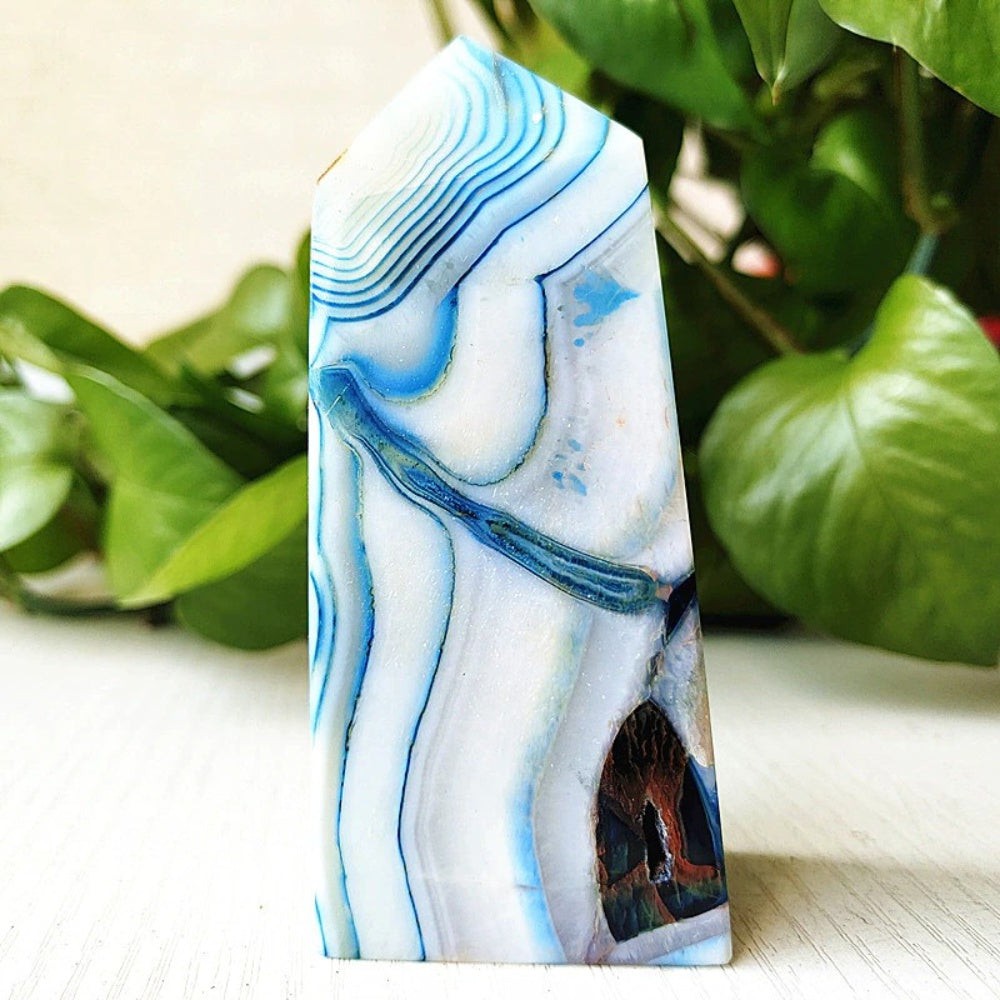 Mesmerizing Blue Silk Agate Crystal Point