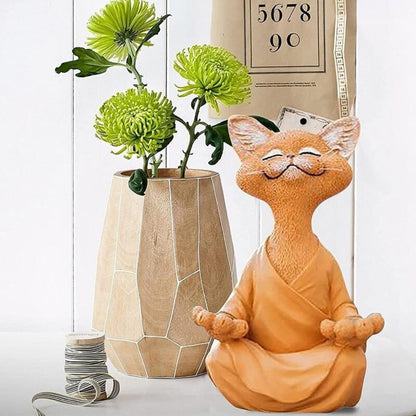  Orange Zen Cat Meditation Statue