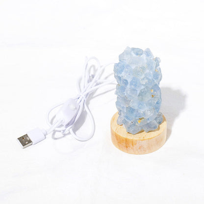 Blue Celestite Crystal Lamp